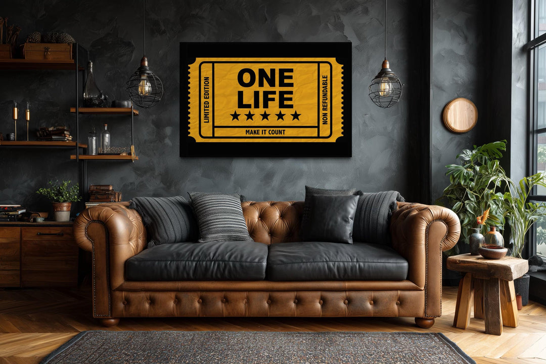 Vintage Ticket Wall Art - Motivational Canvas Print With Bold Typography | Decor For Men