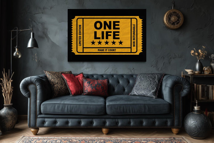 Vintage Ticket Wall Art - Motivational Canvas Print With Bold Typography | Decor For Men