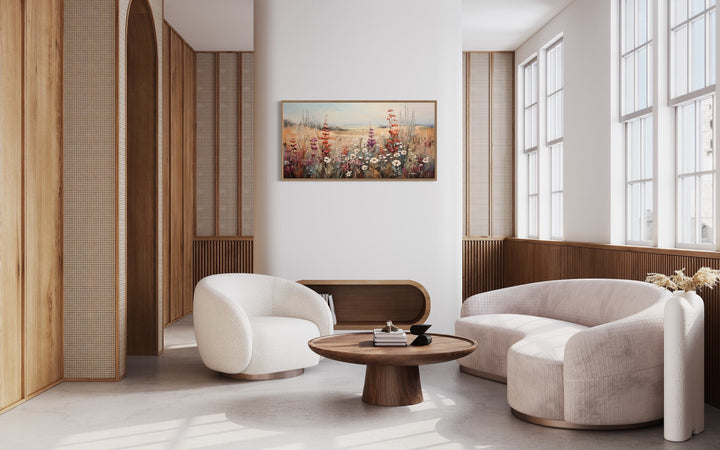Vintage Wildflowers Field Farmhouse Living Room Wall Art