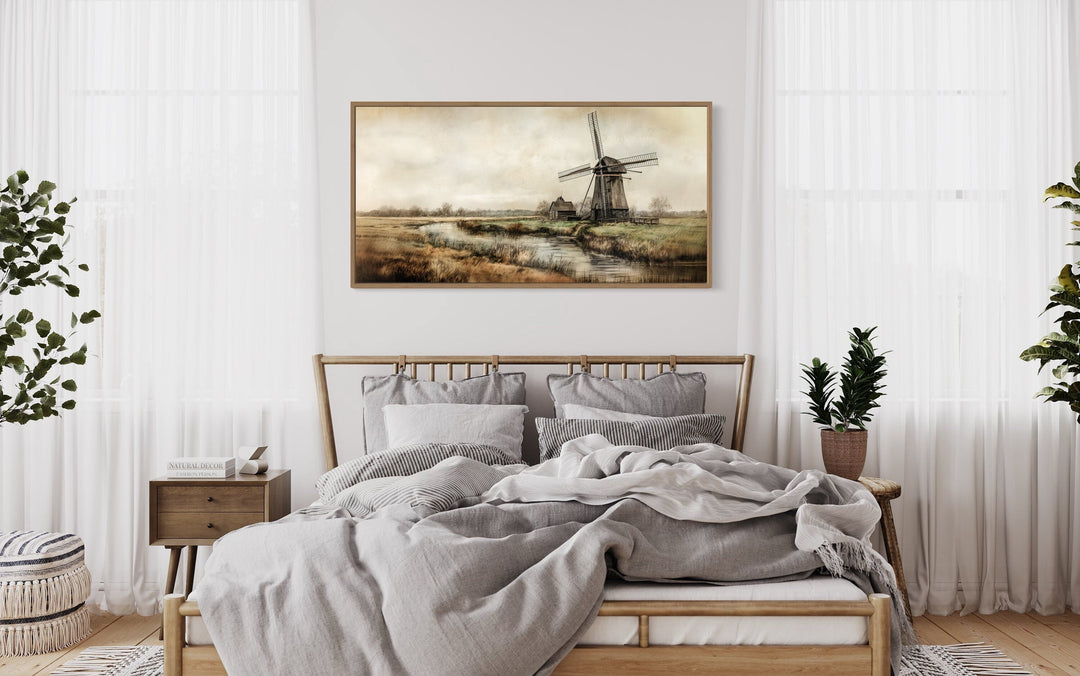 Vintage Windmill Wall Art - Old Windmill Canvas Print | Rustic Farmhouse Decor