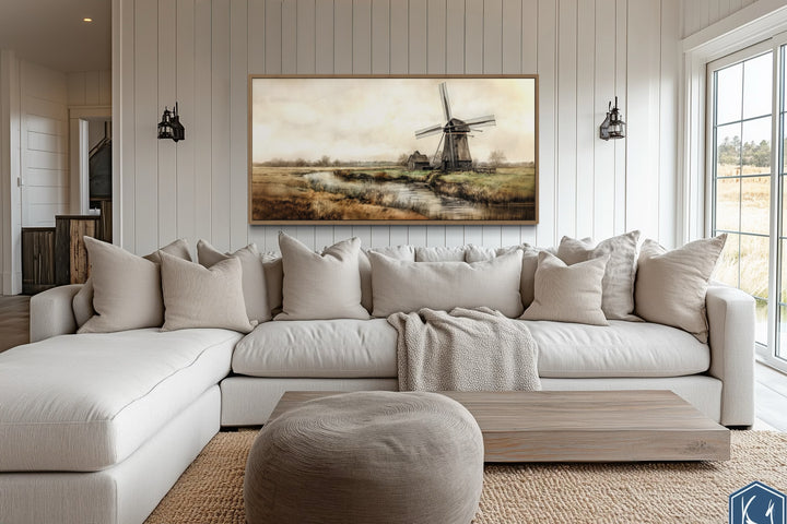 Vintage Windmill Wall Art - Old Windmill Canvas Print | Rustic Farmhouse Decor