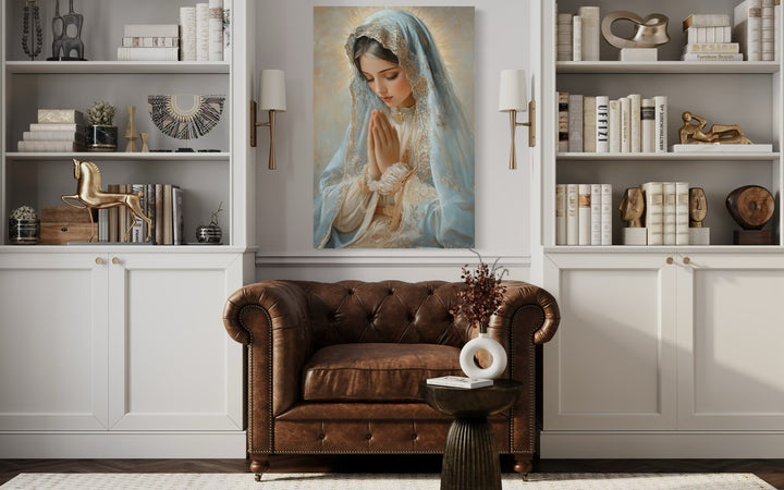 Virgin Mary Praying Framed Christian Canvas Wall Art