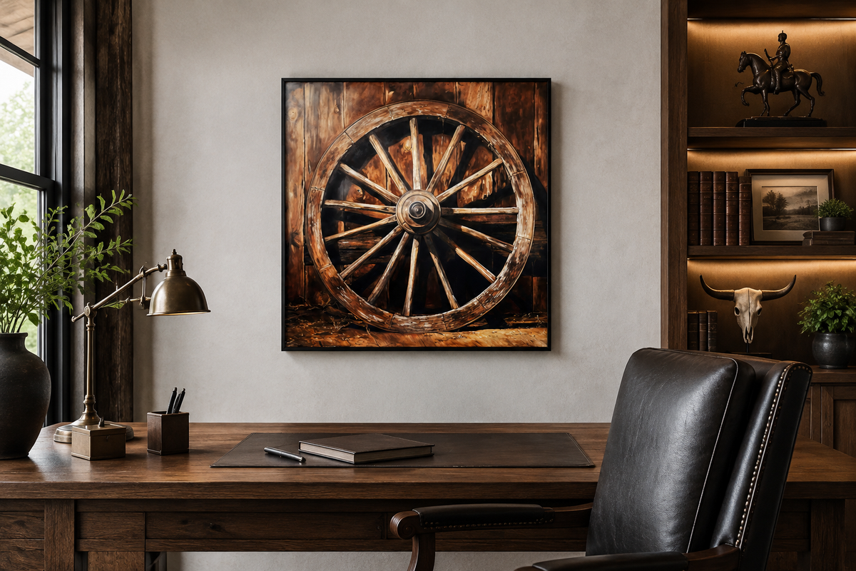 Wagon Wheel Wild West Canvas Art | Rustic Wall Decor – Wall Decor