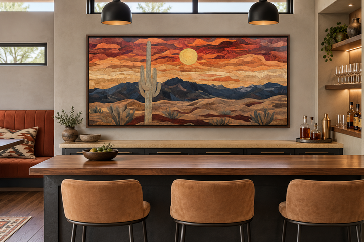 Rustic Wood Style Desert Framed Canvas Wall Art