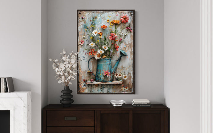 Watering Can With Flowers Vintage Farmhouse Wall Art