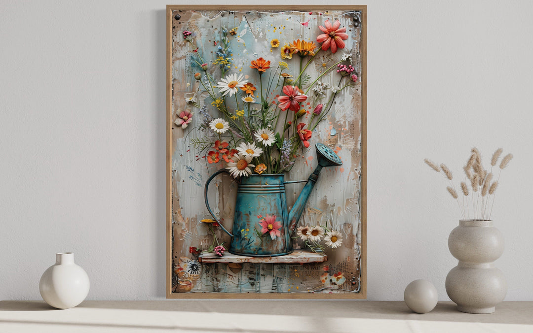 Watering Can With Flowers Vintage Farmhouse Wall Art