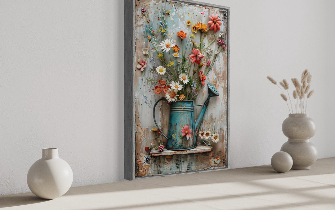 Watering Can With Flowers Vintage Farmhouse Wall Art