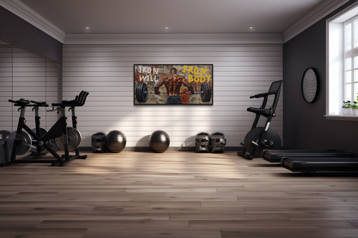 Weightlifting Wall Decor – Athletic Man Graffiti Art for Urban Fitness Spaces