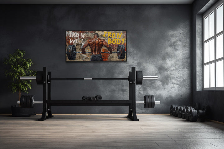 Weightlifting Wall Decor – Athletic Man Graffiti Art for Urban Fitness Spaces