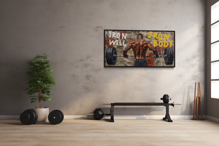 Weightlifting Wall Decor – Athletic Man Graffiti Art for Urban Fitness Spaces