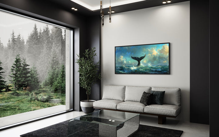 Whale Tail Wall Art – Nautical Ocean Canvas Print | Framed Coastal Decor