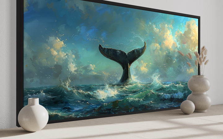Whale Tail Wall Art – Nautical Ocean Canvas Print | Framed Coastal Decor