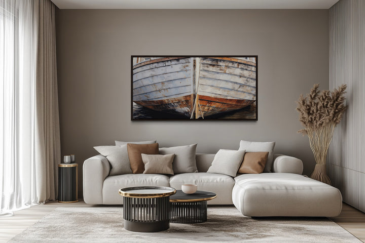 White Brown Old Wooden Boat Wall Art