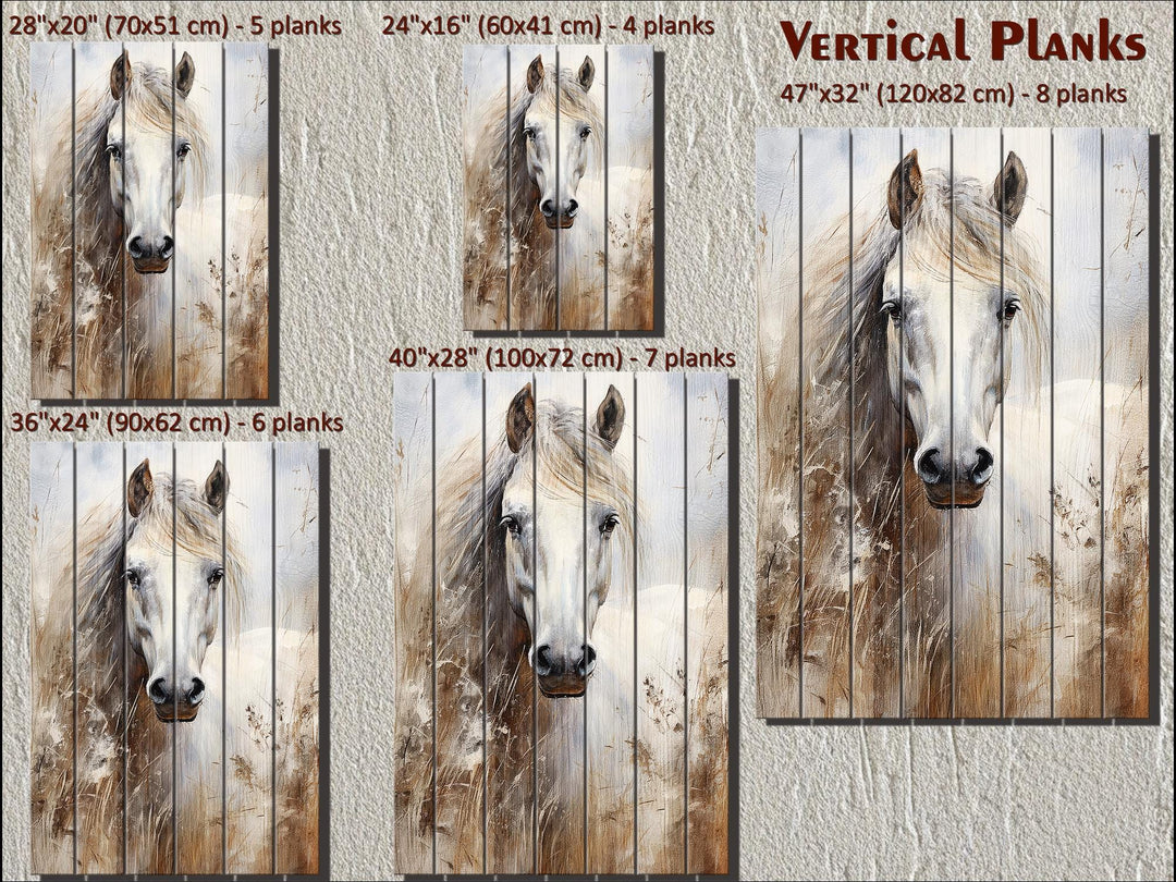 White Horse Distressed Wood Wall Art