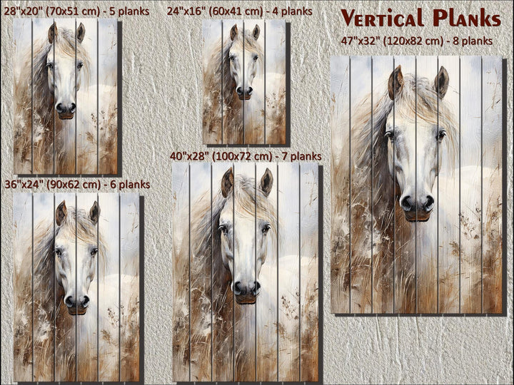White Horse Distressed Wood Wall Art