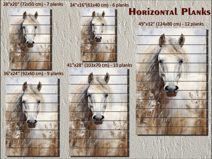 White Horse Distressed Wood Wall Art