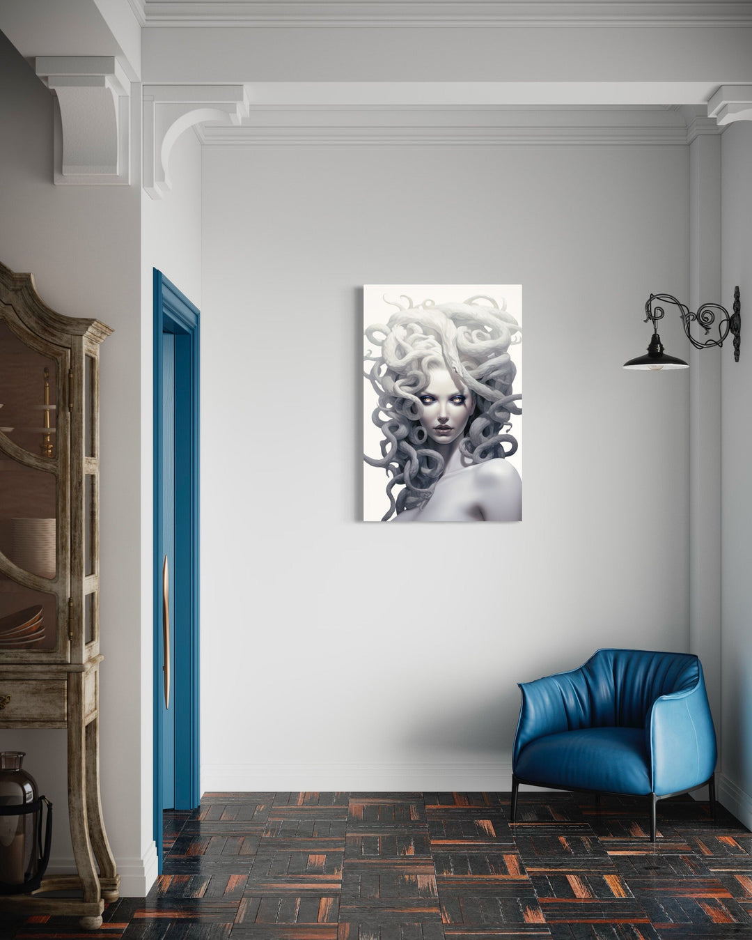 White Medusa Greek Gorgon Framed Canvas Wall Art