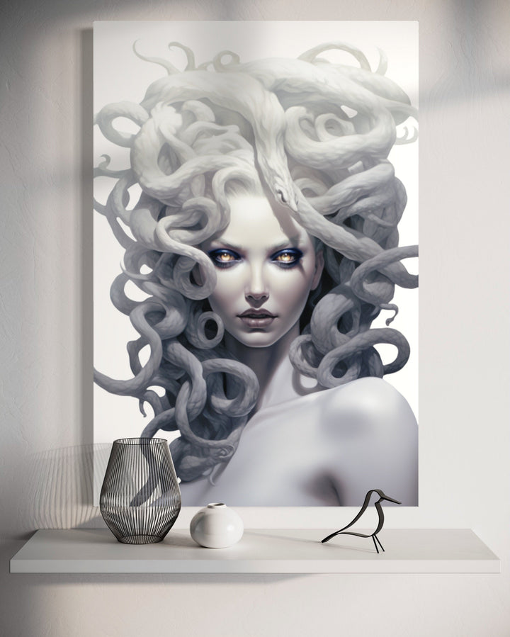 White Medusa Greek Gorgon Framed Canvas Wall Art