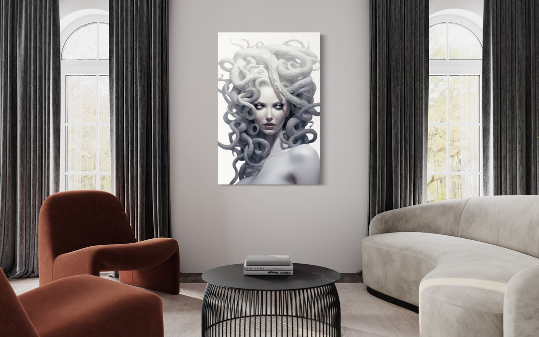 White Medusa Greek Gorgon Framed Canvas Wall Art