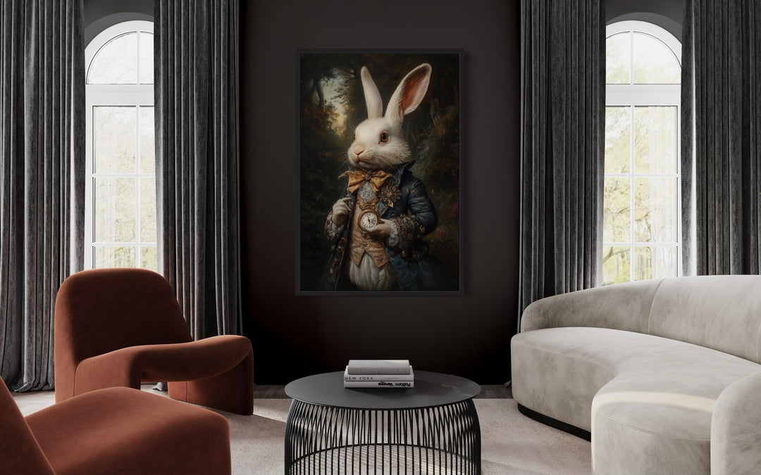 White Rabbit Victorian PortraitFramed Canvas Wall Art