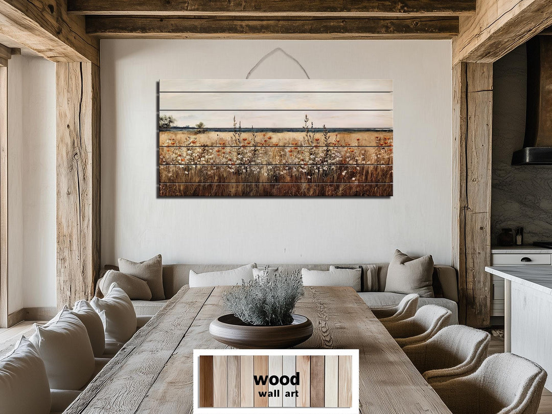 Wildflower Field Distressed Wood Wall Art