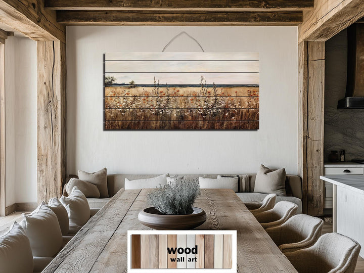 Wildflower Field Distressed Wood Wall Art