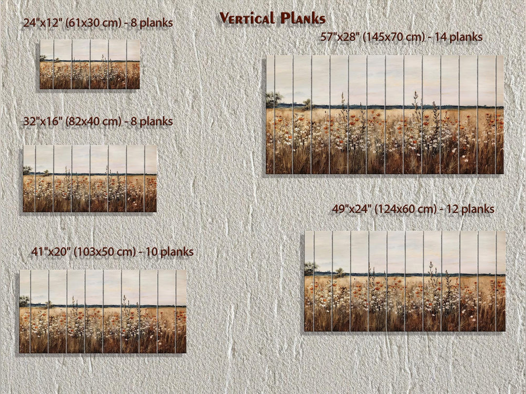 Wildflower Field Distressed Wood Wall Art