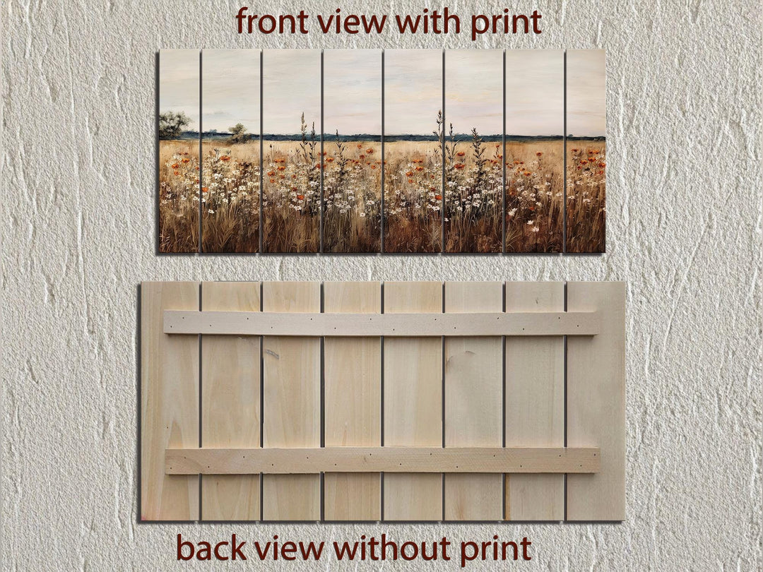 Wildflower Field Distressed Wood Wall Art