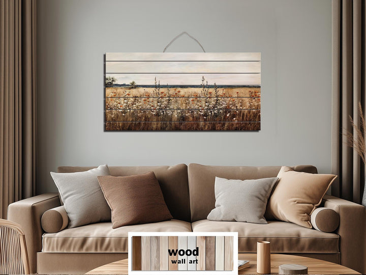 Wildflower Field Distressed Wood Wall Art