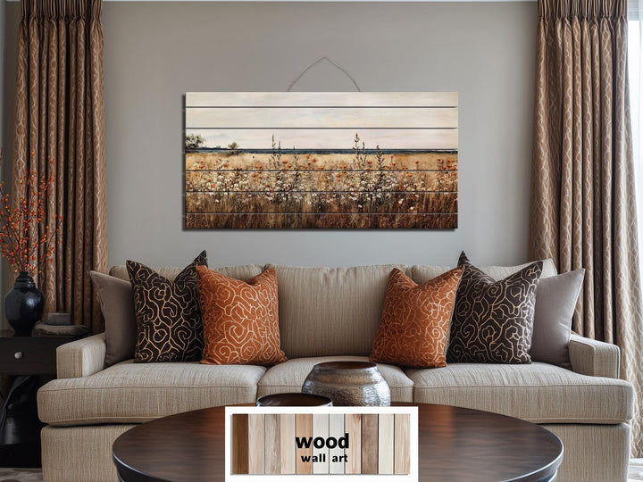 Wildflower Field Distressed Wood Wall Art