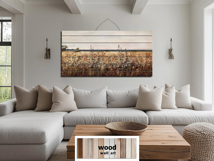 Wildflower Field Distressed Wood Wall Art