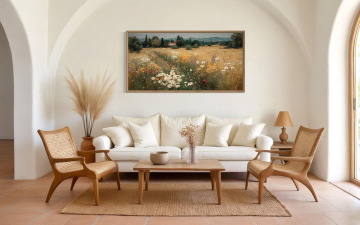 Wildflower Field Landscape Framed Canvas Wall Art