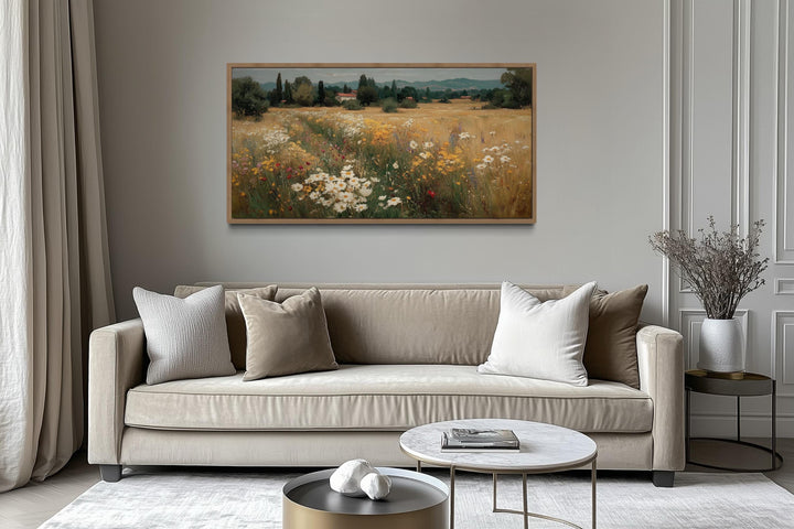 Wildflower Field Landscape Framed Canvas Wall Art