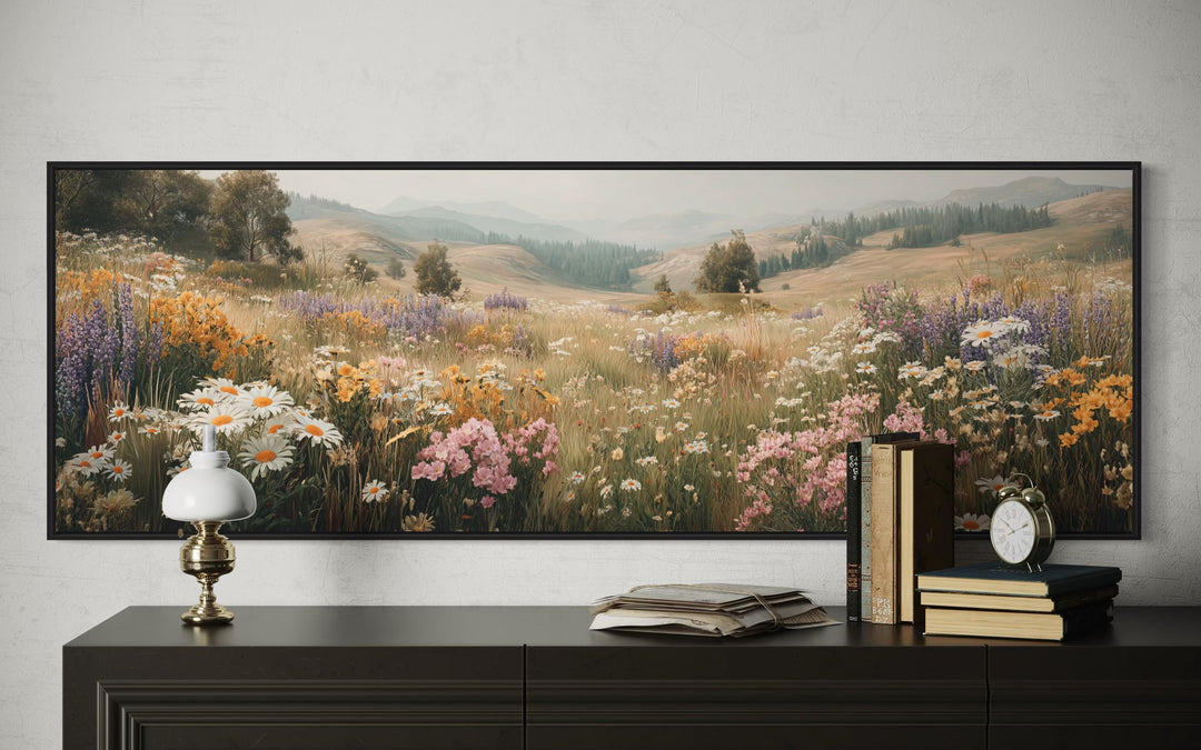 Wildflower Meadow Landscape Long Horizontal Wall Art