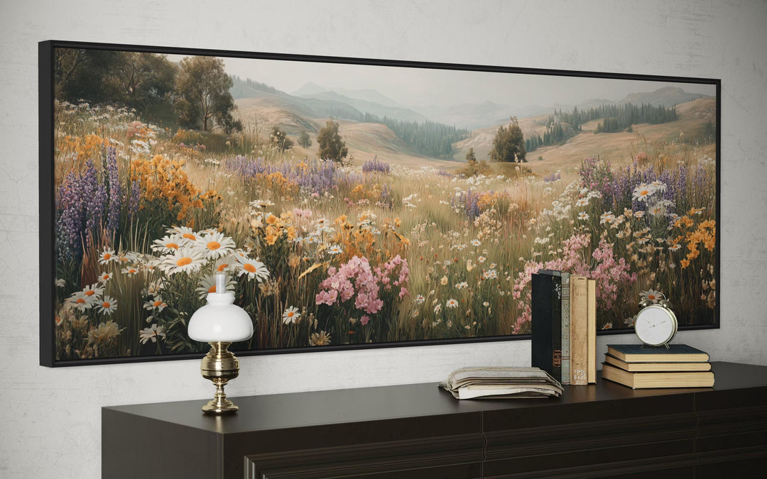 Wildflower Meadow Landscape Long Horizontal Wall Art