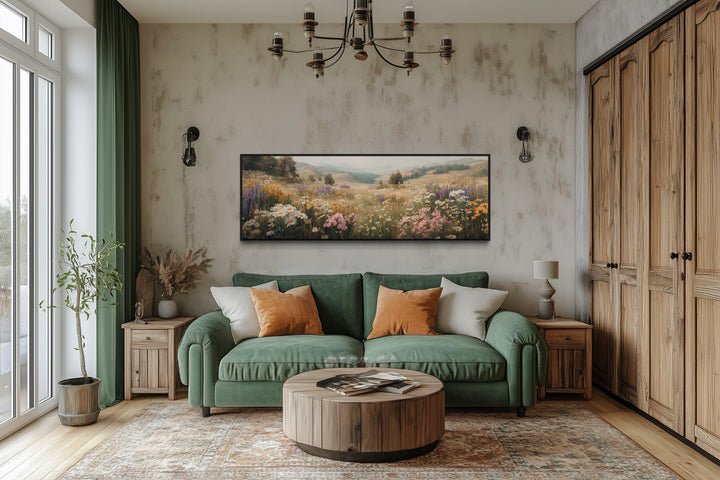 Wildflower Meadow Landscape Long Horizontal Wall Art