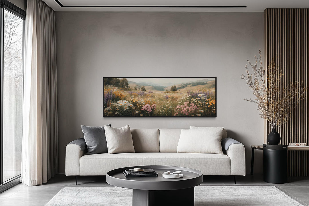 Wildflower Meadow Landscape Long Horizontal Wall Art