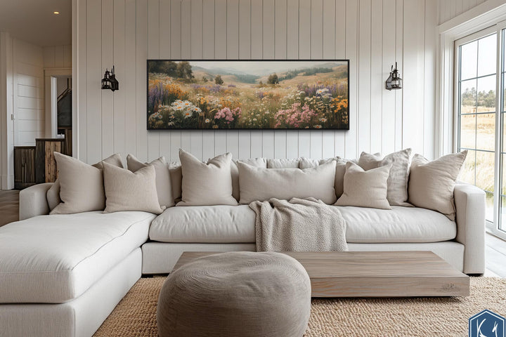 Wildflower Meadow Landscape Long Horizontal Wall Art