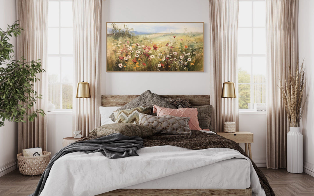 Wildflowers Field Farmhouse Canvas Wall Art