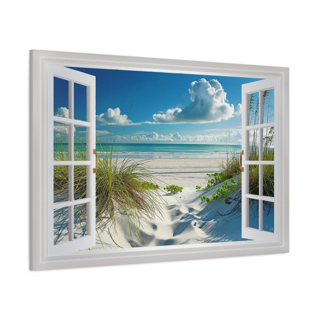 Window View Beach Sand Dunes And Grass Wall Art