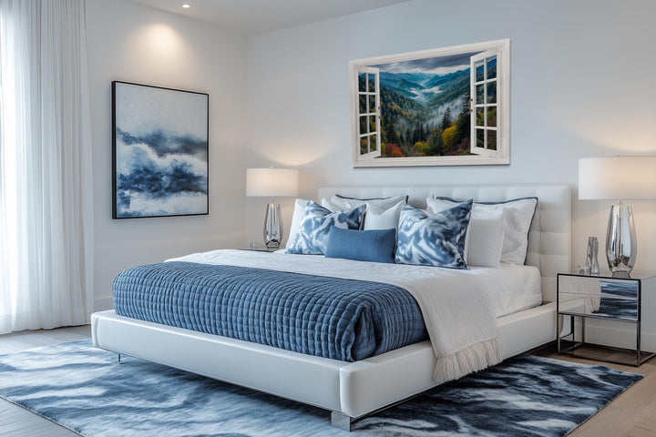 Window View of Mountain Valley Canvas Wall Art