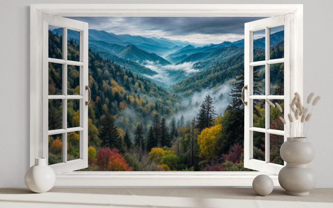 Window View of Mountain Valley Canvas Wall Art