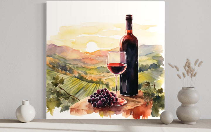 Wine And Vineyard Italian Landscape Kitchen Framed Canvas Wall Art