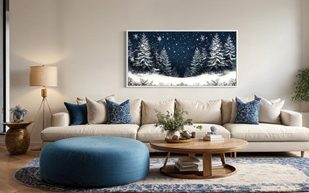 Winter Wonderland Pine Trees Forest Framed Canvas Wall Art