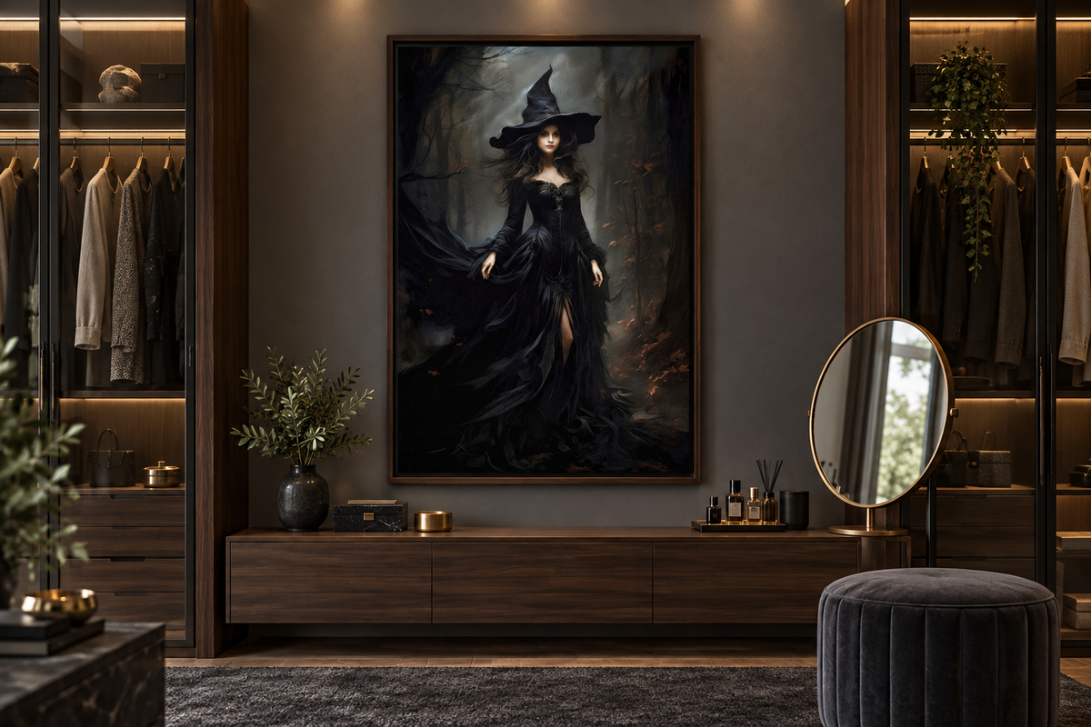 Gothic Witch Wall Decor | Dark Forest Canvas Print – Wall Decor