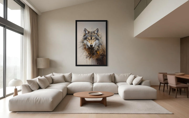 Wolf Abstract Painting Framed Canvas Wall Art