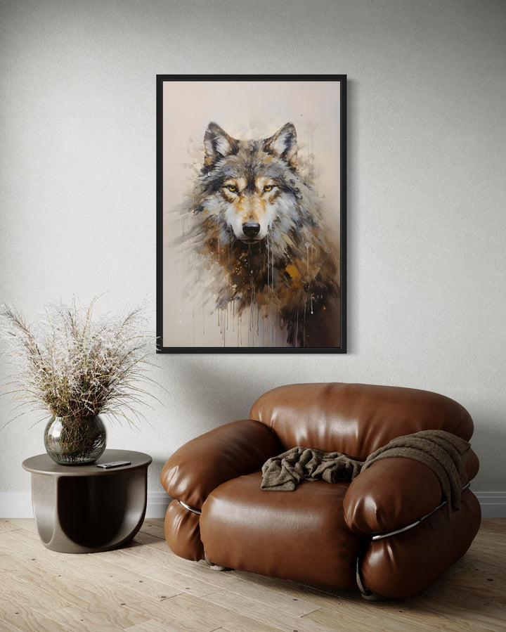 Wolf Abstract Painting Framed Canvas Wall Art