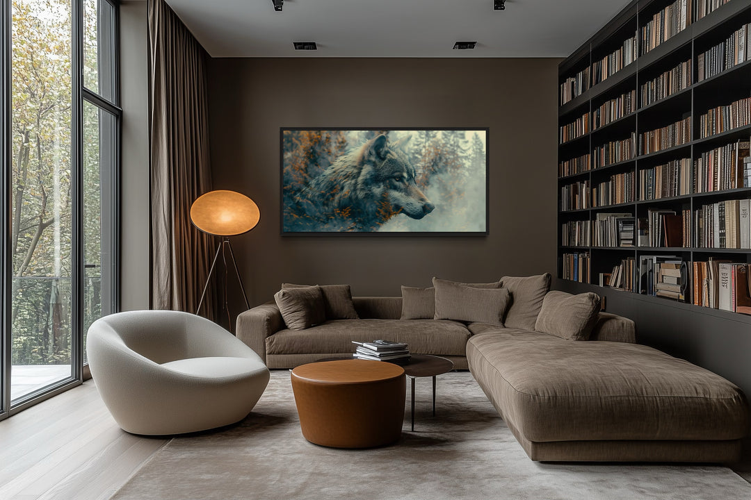 Wolf Forest Wall Art – Double Exposure Wildlife Canvas Print | Modern Rustic Decor