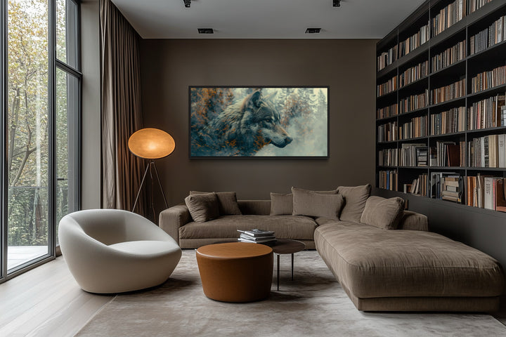 Wolf Forest Wall Art – Double Exposure Wildlife Canvas Print | Modern Rustic Decor