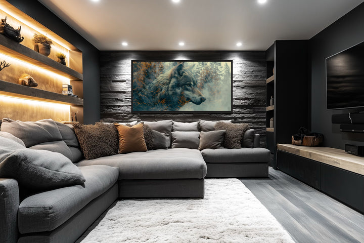 Wolf Forest Wall Art – Double Exposure Wildlife Canvas Print | Modern Rustic Decor